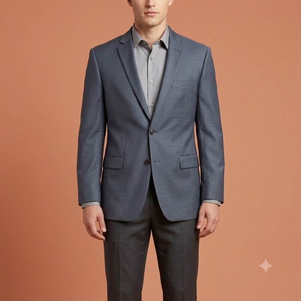 Lord & Taylor Blazer Mens 42R‎ Gray 100% Wool Two Button Sport Coat